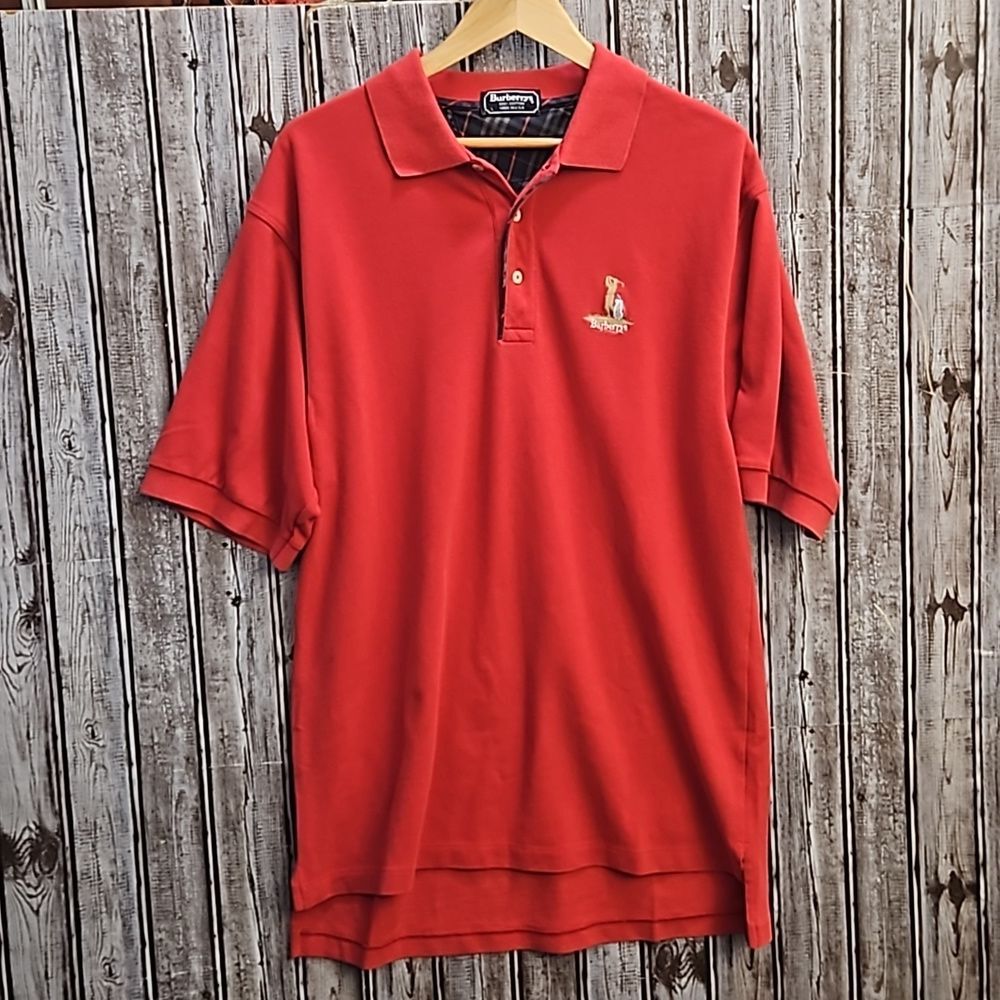 Vintage Burberry Red Golf Polo Sz.Large